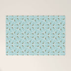 Sky Blue Moroccan Geometric Birds in Flight Welcome Mat Gallery Image 1