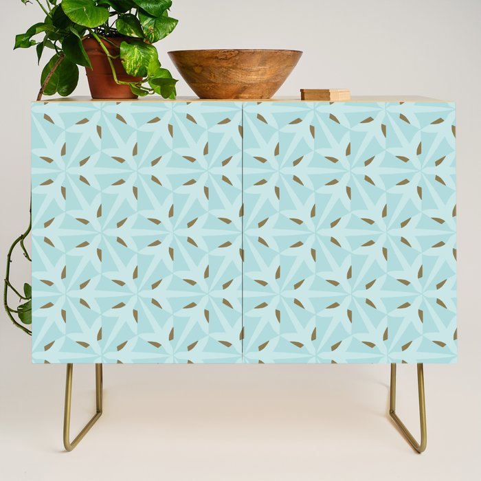 Sky Blue Moroccan Geometric Birds in Flight Credenza Gallery Image 1