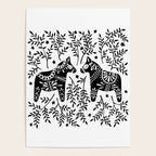 Swedish Dala Horses - Black Palette Poster Gallery Image 4
