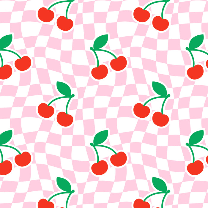 Cute pink cherry fruit checkered pattern Coffee Mug Gallery Image 2