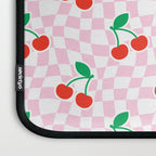 Cute pink cherry fruit checkered pattern Laptop Sleeve Gallery Image 3