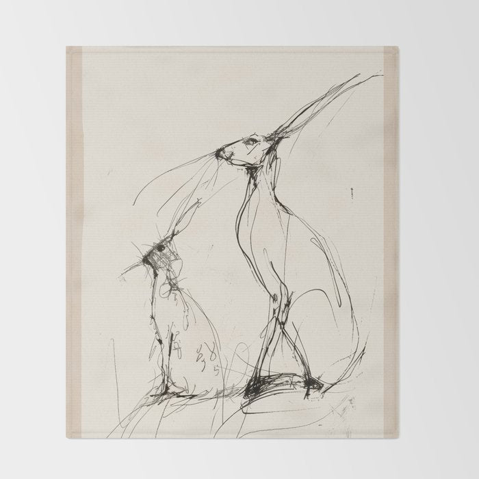 Hare Pair Throw Blanket Gallery Image 2
