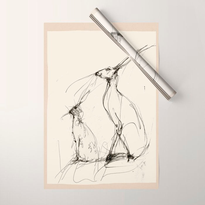Hare Pair Wrapping Paper Gallery Image 1