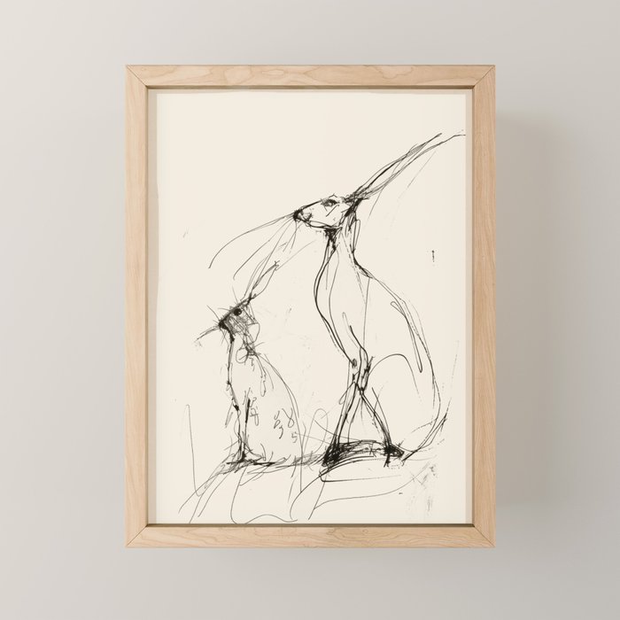 Hare Pair Mini Art Print Gallery Image 1