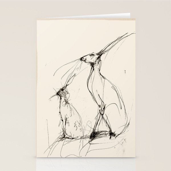 Hare Pair Stationery Card Gallery Image 2