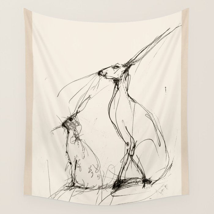Hare Pair Wall Tapestry Gallery Image 1