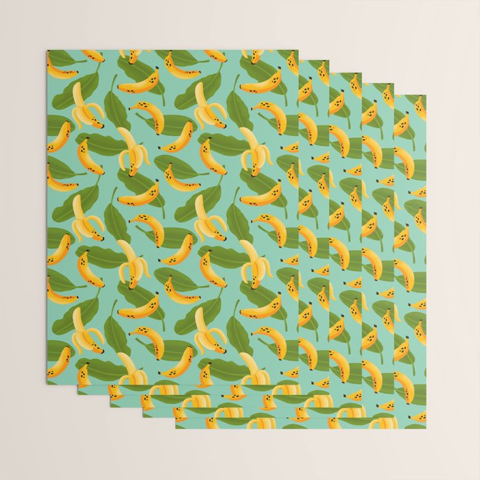 Banana Pattern on Aqua Blue Wrapping Paper Gallery Image 3