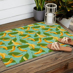 Banana Pattern on Aqua Blue Outdoor Rug Gallery Image 2