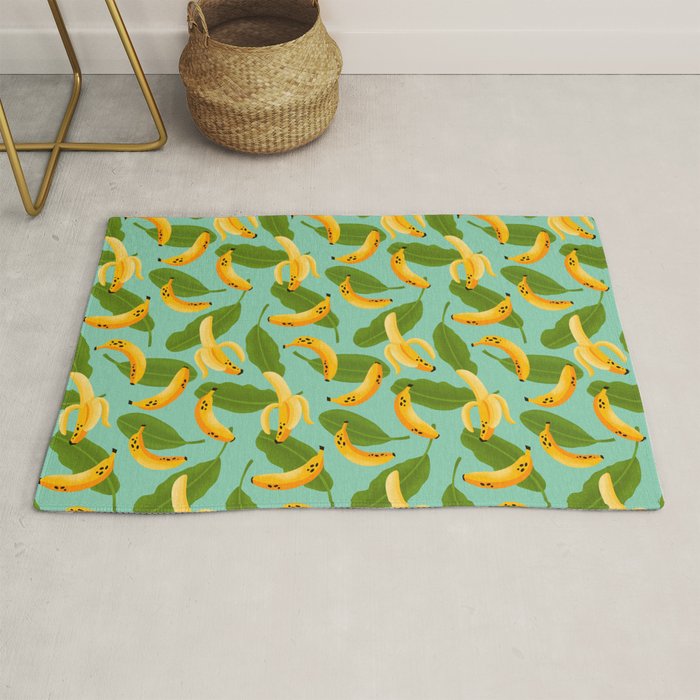 Banana Pattern on Aqua Blue Rug Gallery Image 1