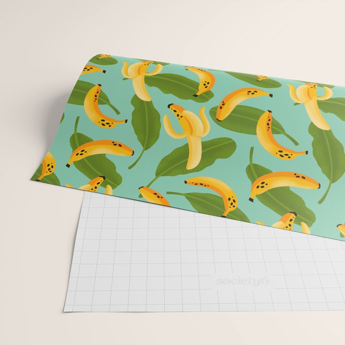 Banana Pattern on Aqua Blue Wrapping Paper Gallery Image 2