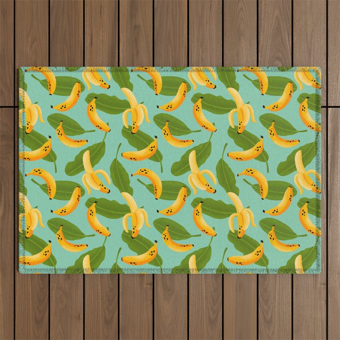 Banana Pattern on Aqua Blue Outdoor Rug Gallery Image 1