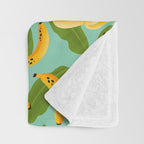 Banana Pattern on Aqua Blue Throw Blanket Gallery Image 3