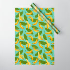Banana Pattern on Aqua Blue Wrapping Paper Gallery Image 1