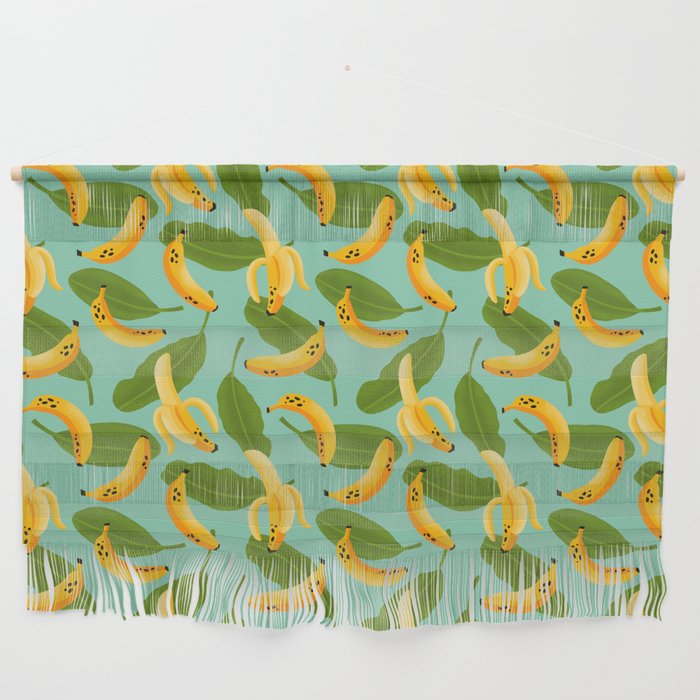 Banana Pattern on Aqua Blue Wall Hanging Gallery Image 1