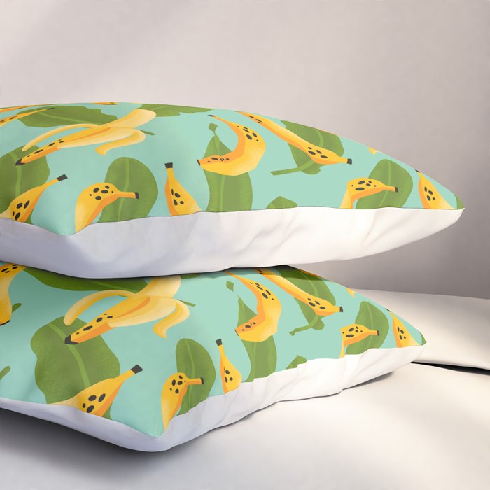 Banana Pattern on Aqua Blue Pillow Sham Gallery Image 3