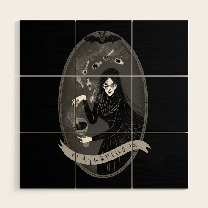 Aquarius Witchy Zodiac Wood Wall Art Gallery Image 1