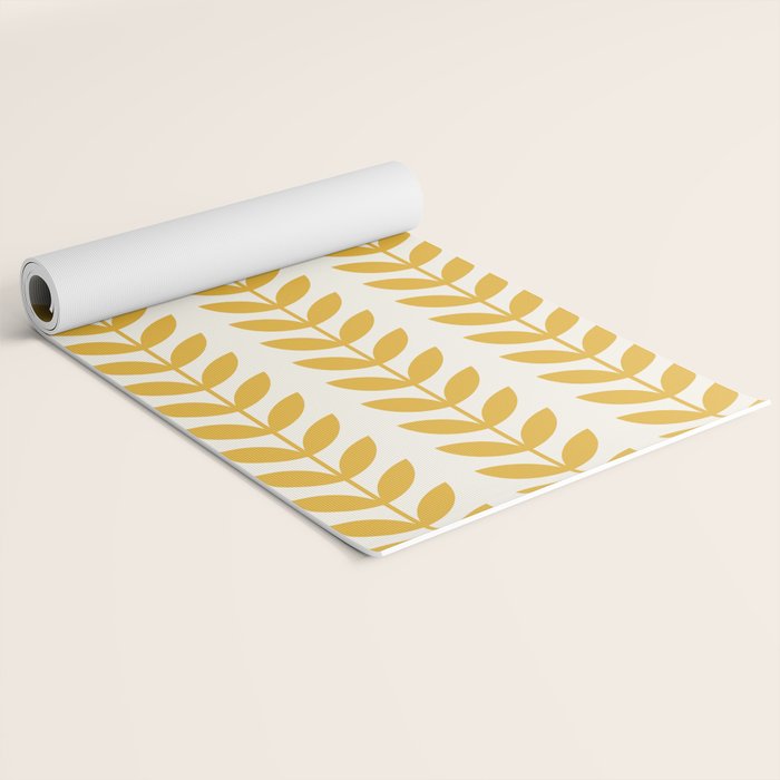 Scandinavian Mid Century Pattern Yellow Yoga Mat Gallery Image 2