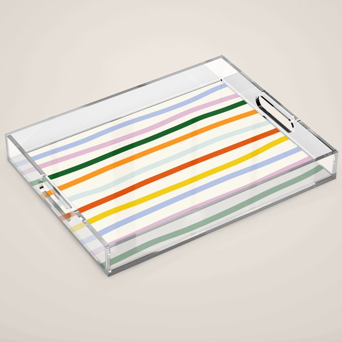 Retro Rainbow Stripe Acrylic Tray Gallery Image 1