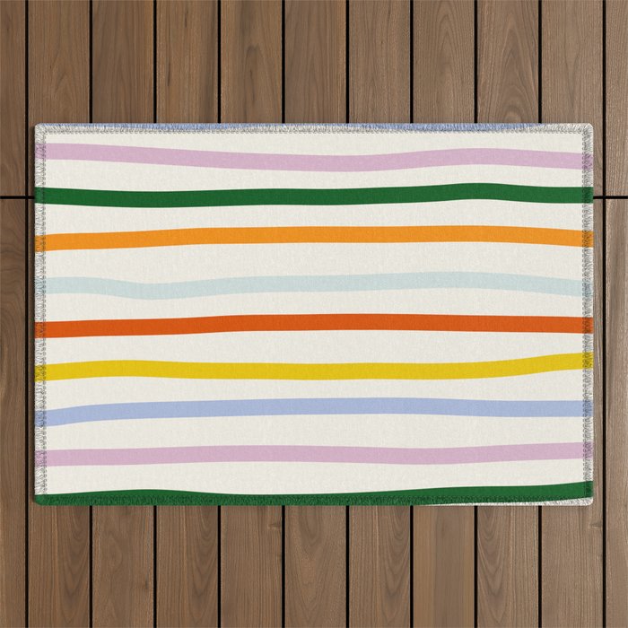 Retro Rainbow Stripe Outdoor Rug Gallery Image 1