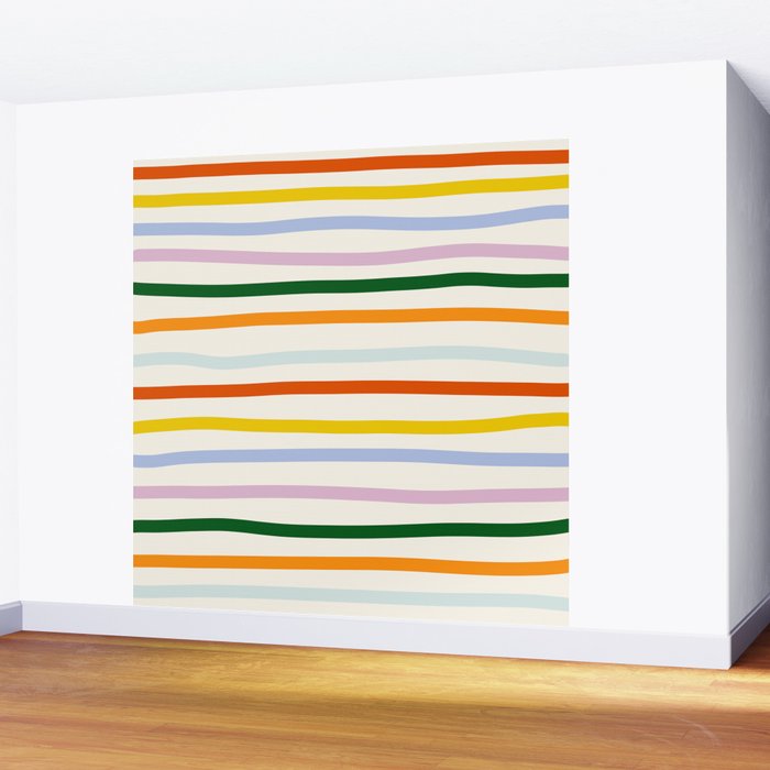 Retro Rainbow Stripe Wall Mural Gallery Image 2