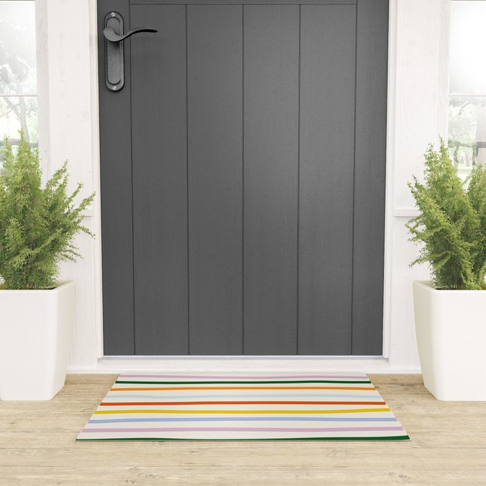 Retro Rainbow Stripe Welcome Mat Gallery Image 3