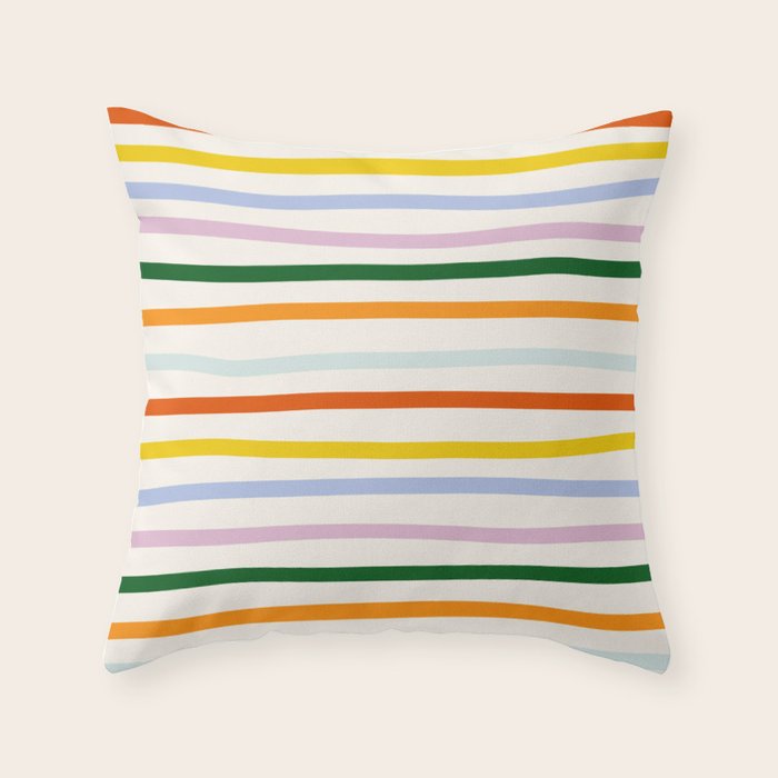 Retro Rainbow Stripe Throw Pillow Gallery Image 6