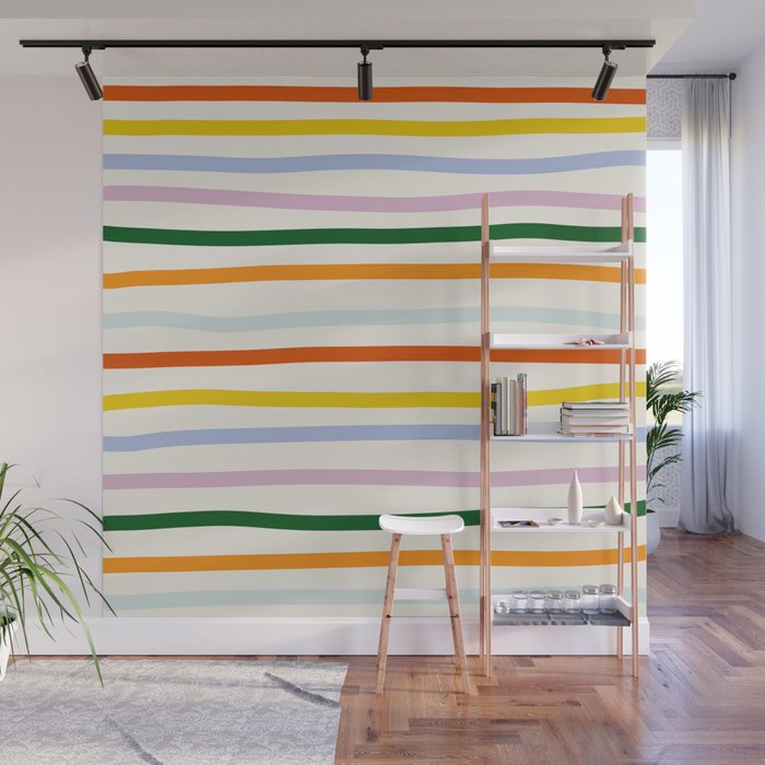 Retro Rainbow Stripe Wall Mural Gallery Image 1