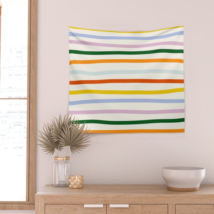 Retro Rainbow Stripe Wall Tapestry Gallery Image 2