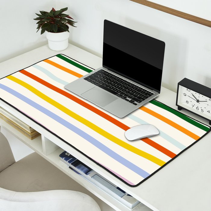 Retro Rainbow Stripe Desk Mat Gallery Image 2