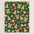 Cute Christmas Dark Green Jigsaw Puzzle Gallery Image 1