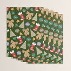 Cute Christmas Dark Green Wrapping Paper Gallery Image 3