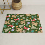Cute Christmas Dark Green Rug Gallery Image 1