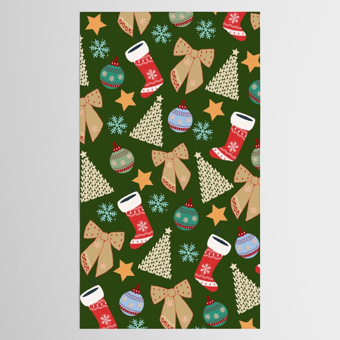 Cute Christmas Dark Green Tablecloth Gallery Image 2