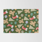 Cute Christmas Dark Green Rug Gallery Image 2