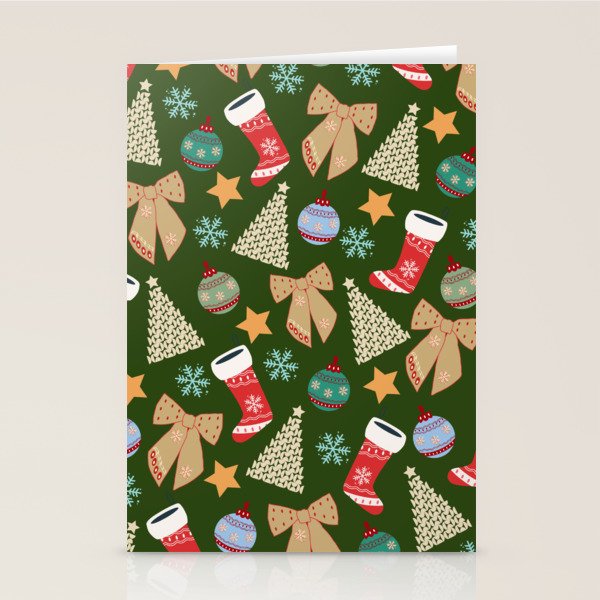Cute Christmas Dark Green Stationery Card Gallery Image 2