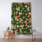 Cute Christmas Dark Green Window Curtain Gallery Image 5