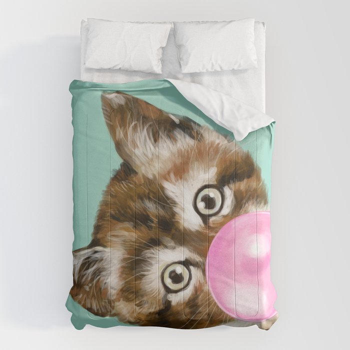 Bubble Gum Baby Cat in Green Comforter Gallery Image 6