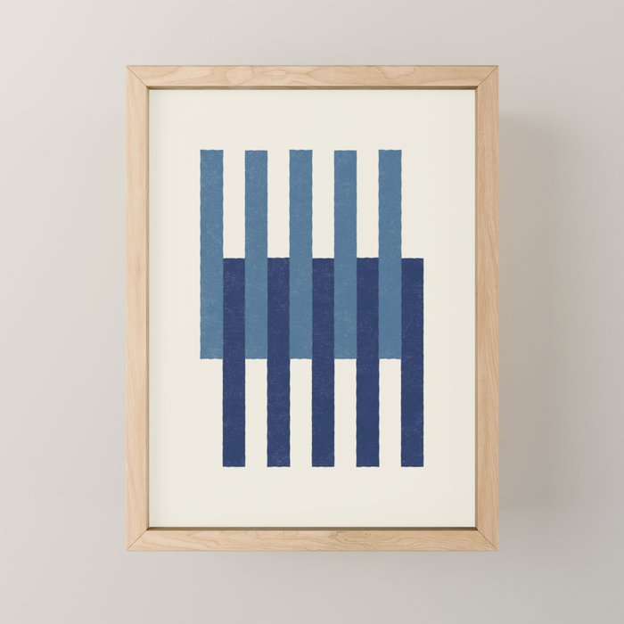 Lines Aligned - Blue Navy Mini Art Print Gallery Image 1