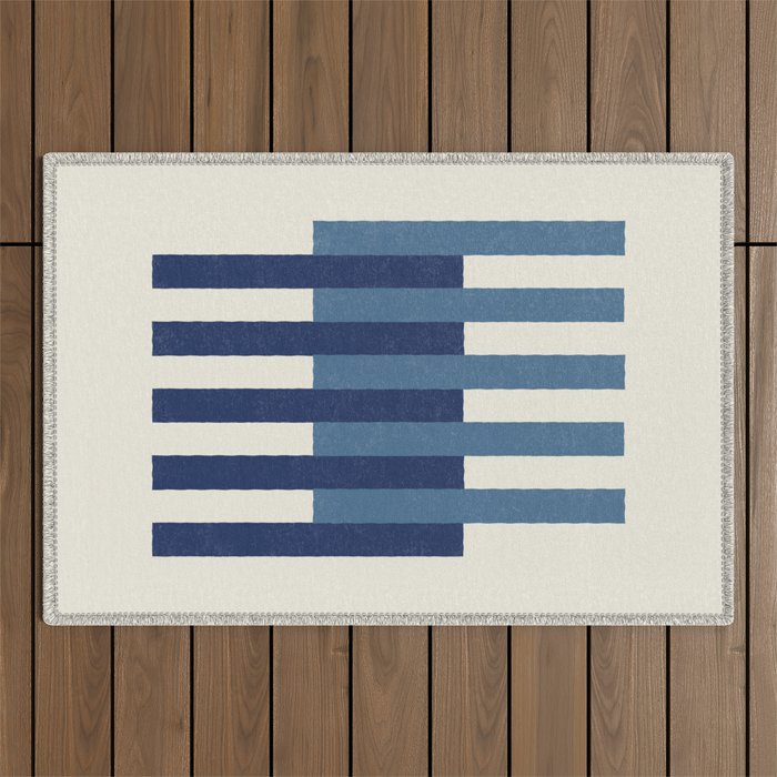 Lines Aligned - Blue Navy Outdoor Rug Gallery Image 1