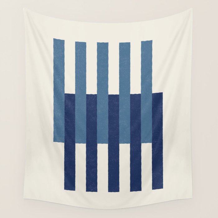 Lines Aligned - Blue Navy Wall Tapestry Gallery Image 4