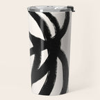 Abstract Black and White Organic Shape Elegant Monochrome Pattern Travel Mug Gallery Image 2
