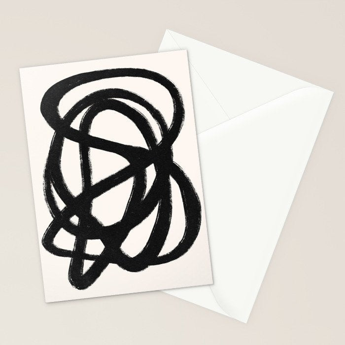 Abstract Black and White Organic Shape Elegant Monochrome Pattern Stationery Card Gallery Image 2
