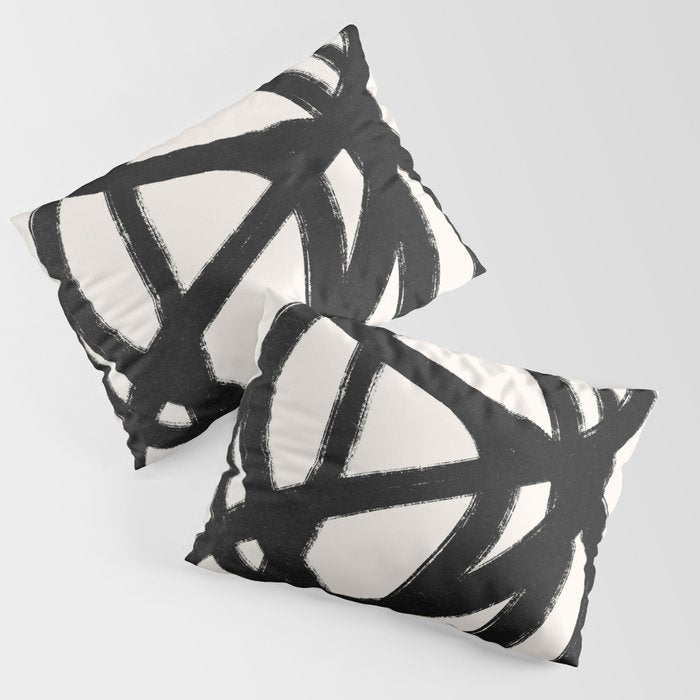 Abstract Black and White Organic Shape Elegant Monochrome Pattern Pillow Sham Gallery Image 3