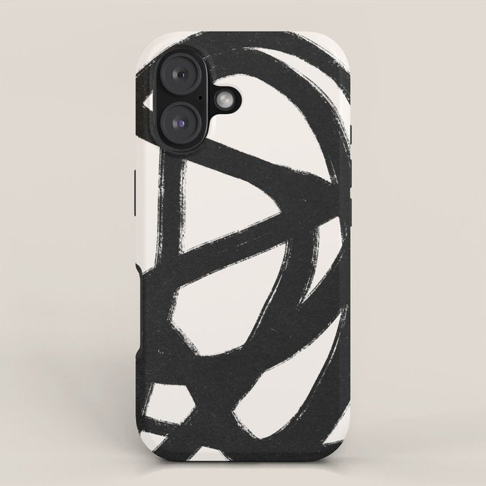 Abstract Black and White Organic Shape Elegant Monochrome Pattern iPhone Case Gallery Image 1
