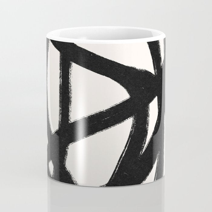 Abstract Black and White Organic Shape Elegant Monochrome Pattern Coffee Mug Gallery Image 4