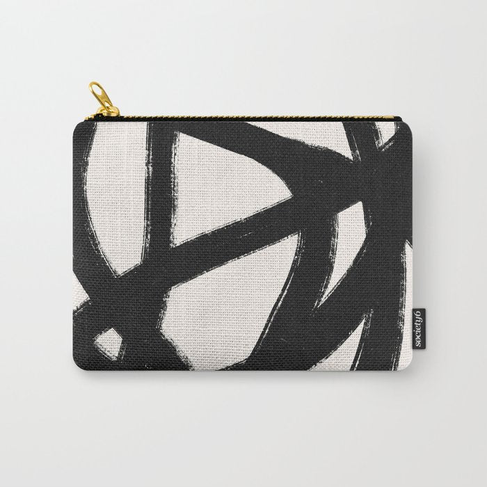 Abstract Black and White Organic Shape Elegant Monochrome Pattern Carry All Pouch Gallery Image 1