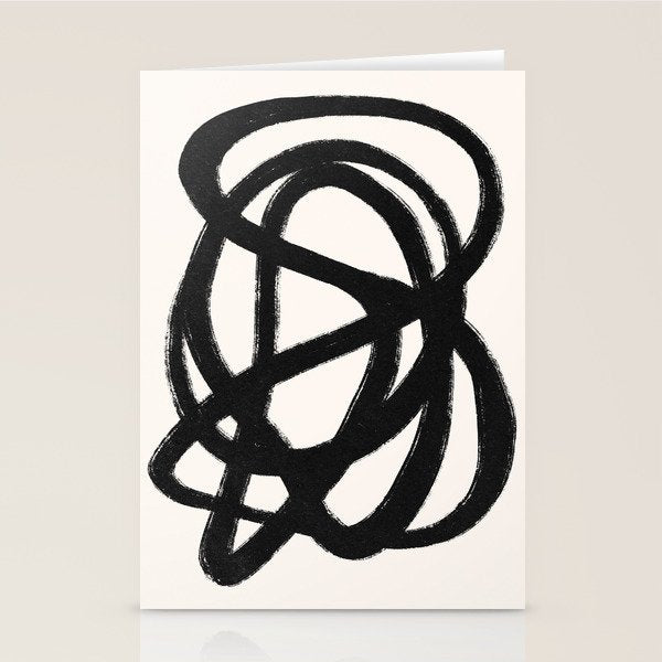 Abstract Black and White Organic Shape Elegant Monochrome Pattern Stationery Card Gallery Image 1