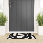 Abstract Black and White Organic Shape Elegant Monochrome Pattern Welcome Mat Gallery Image 3