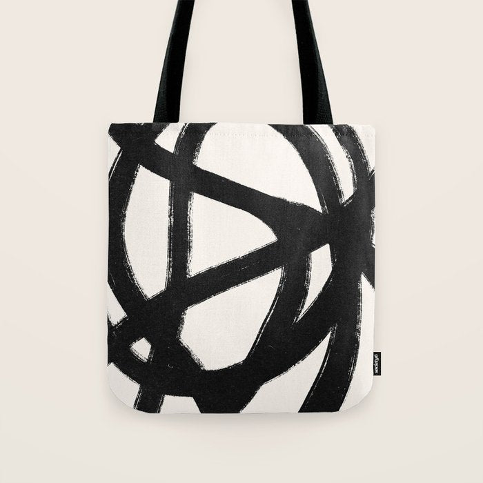 Abstract Black and White Organic Shape Elegant Monochrome Pattern Tote Bag Gallery Image 1