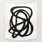 Abstract Black and White Organic Shape Elegant Monochrome Pattern Wall Tapestry Gallery Image 4